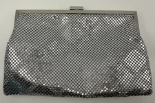 La Regale Silver Evening Bag Clutch Purse with Chain Holiday Glam Dressy