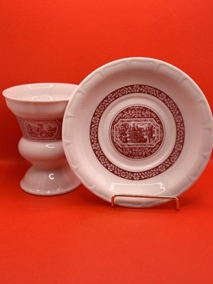 Vintage Heinrich Germany Rüdesheimer Kaffee Cup & Saucer Asbach Uralt Red