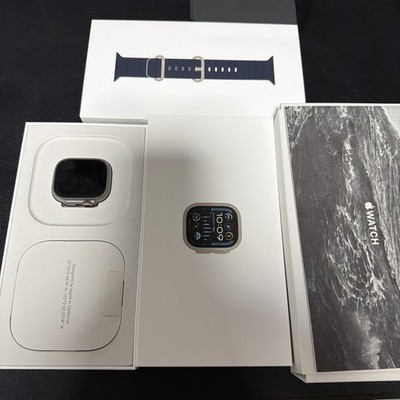 Apple Watch Ultra 2 49mm Titanium Case with Ocean Band - Blue, One Size (GPS...