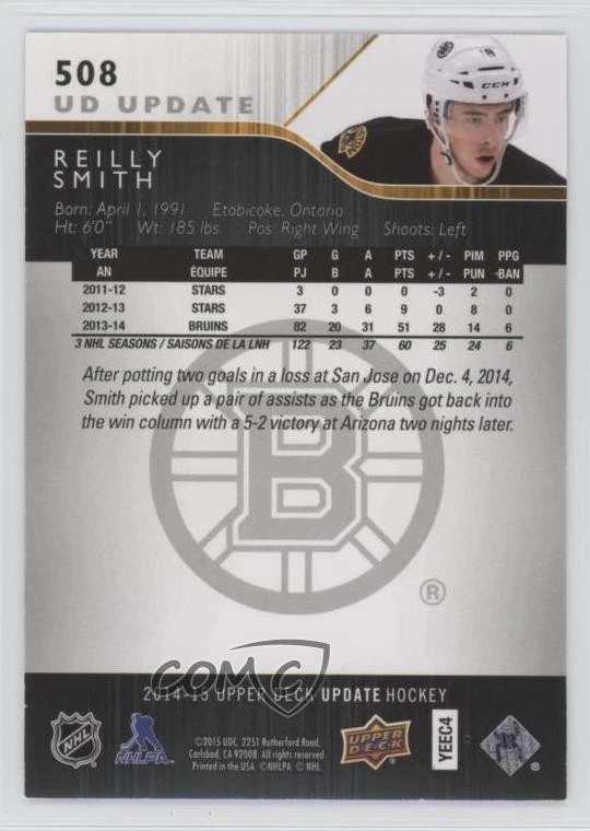 2014-15 SP Authentic Upper Deck Update Exclusives /100 Reilly Smith #508 - Image 2 of 2