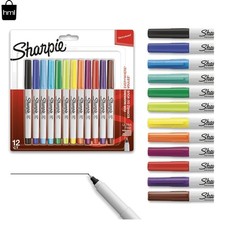 Fast Drying Waterproof Permanent Markers - Ultra Fine Point, 12 Assorted Colors