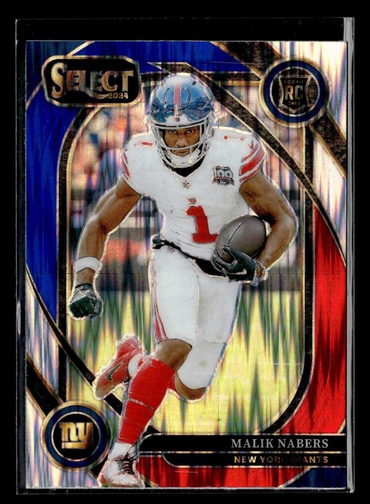 2024 Panini Select Malik Nabers Red & Blue Prizm Shock #220 Rookie UX5849