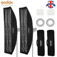 2PCS Godox 30x120cm Grid Softbox Strip Soft Boxes Bowens Mount for Studio Flash