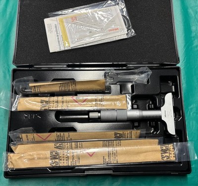 Mitutoyo 129-112 Interchangeable Rod Depth Micrometer 63mm Base 0-150mm