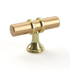 5 Pack Gold Cabinet Knobs, Brushed Brass, Round, Kitchen, Drawer Pulls, Handles