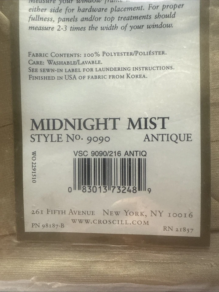 New Croscill Classics (1) Scarf Valance 40”x 216 #9090 Midnight Mist Honey $90 - Image 3 of 4