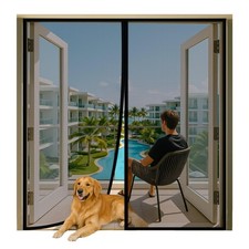 Magnetic Screen Door for 72"x80" French Door, Durable Fiberglass 72X80, Gray