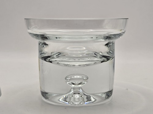 Krosno Poland Crystal Candle Holders Heavy Bubble Base Crate & Barrel Set of 2 - Picture 7 of 12