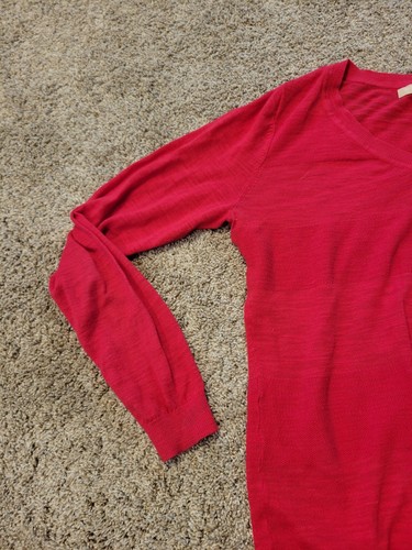Banana Republic Sweater Women Small Hot Pink Deep Vneck Boho Light Knit - Picture 3 of 10