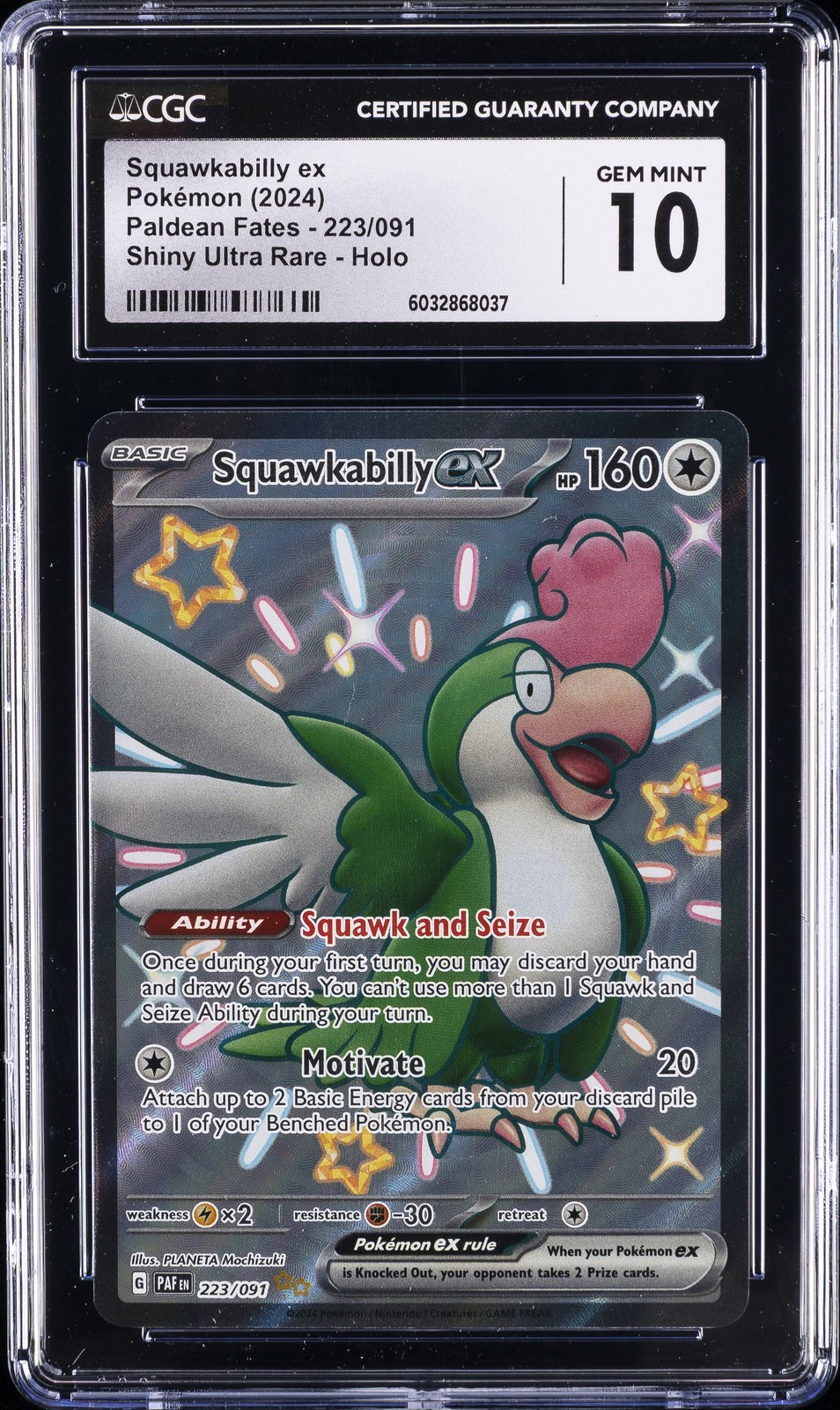 2024 POKEMON #223/091 SQUAWKABILLY EX CGC 10 GEM MINT