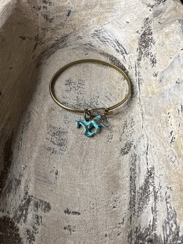 New Gold Bracelet With Hand painted Turquoise Horse, Western/ Equestrian Fashion - Picture 2 of 5