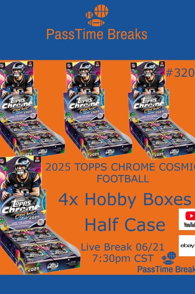 2025 TOPPS CHROME COSMIC FOOTBALL - 4x Hobby Box - HALF CASE BREAK 3208
