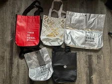 Lot of 5 Lululemon Reusable Shopping Tote Bags Yoga Assorted