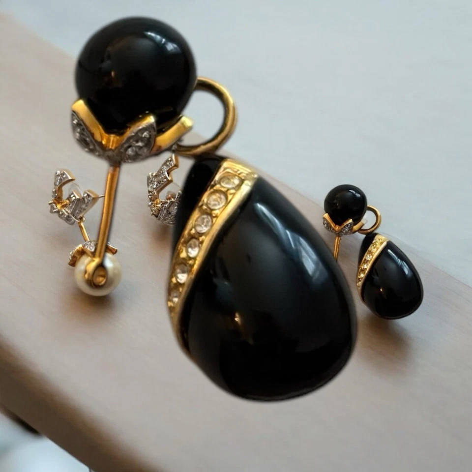 JBK Camrose & Kross Earrings Dangles Swarovski Crystal 3 Pair in One Black White - Image 3 of 4