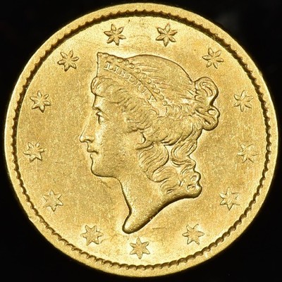 1853 $1 GOLD PIECE   AU ALMOST UNCIRCULATED   TYPE 1 T1 COIN 31AI  TRUSTED 