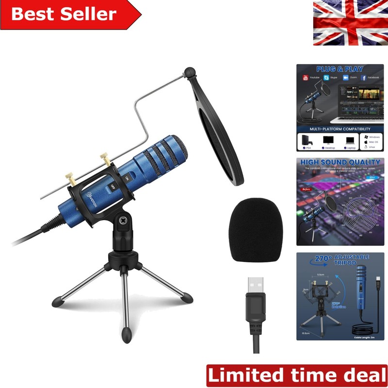 Professional USB PC Microphone for Gaming & Streaming - Unidirectional Design