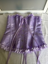 SZIVYSHI Lavender Corset Top for Women Overbust Lace Up Waist Cincher Bustier L