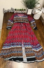 Women’s Boho Vintage Print Pearl Buttons Long Sleeve Item70