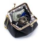 Womens Small Coin Purse Genuine Leather Change PurseCoin Bag with Kiss Lock Gift — photo 4