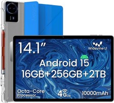 14 Inch Android 15 Tablet, 16GB RAM 256GB ROM, 1920x1200 FHD IPS Display, Widevi