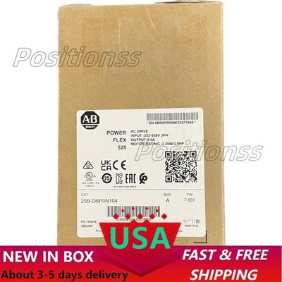 NEW AB 25B-D6P0N104 PowerFlex 525 2.2kW 3Hp AC Drive 25B D6P0N104 US Free Tax