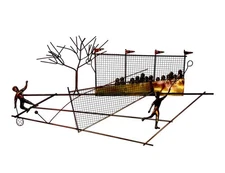 1970’s  MCM Torch Cut Brutalist Tennis Player Court Wall Art Sculpture Jere