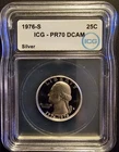 1976-S Washington Quarter–SILVER Bicentennial–ICG PR70 DCAM–Deep Cameo Proof