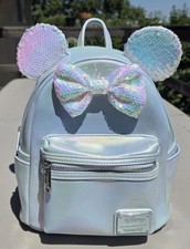 NWT Loungefly Disney Minnie Mouse Iridescent Sequin Ears Mini Backpack