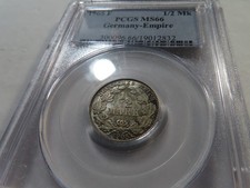 Z40 Germany Empire 1905-F Silver 1/2 Mark PCGS MS-66 Nice Toning