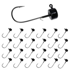 Bass Fishing Lures, Ned Rig Jig Heads, Finesse Jig Hooks, 25Pcs, Black