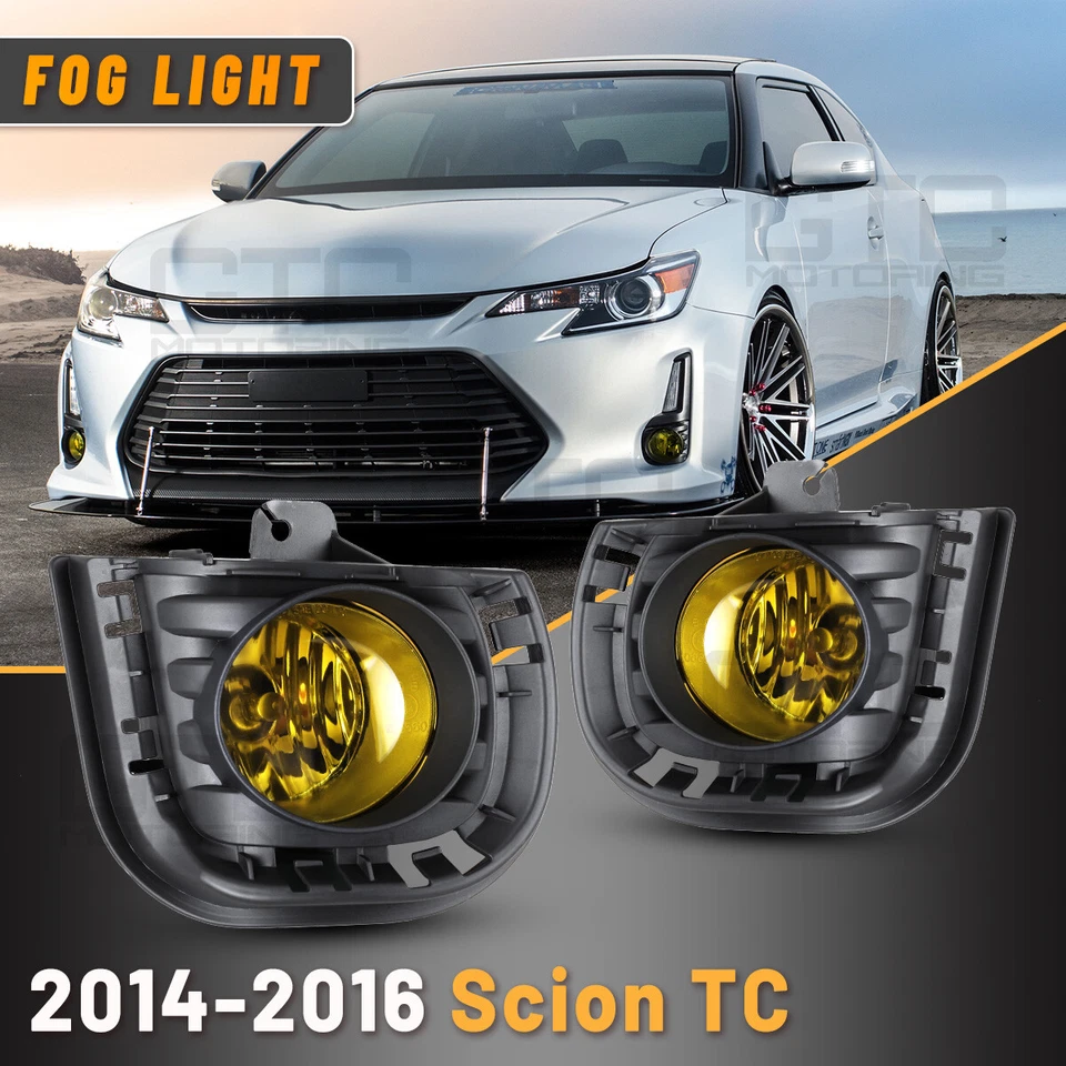Fog Lights For 2014 2015 2016 Scion tC Yellow Glass Lens Bumper Lamps  - Imagem 2 de 4