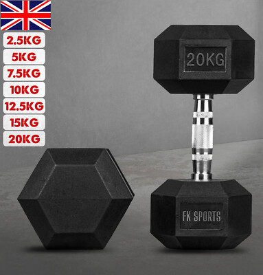 Hex Hanteln Set 2,5kg-30kg Paar Gewichte Gummi ummantelt Gusseisen sechseckig UK