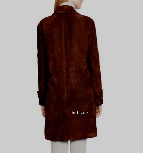 Long Genuine Suede LEATHER JACKET EDH Blazer Custom Made Lamb Skin ALL Sizes - Picture 3 of 4