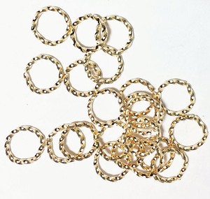 Authentic 100 Light gold plated fancy Jumprings 8mm, bulk gold twisted jumprings