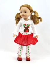 Reindeer Polka Dot 3pc Outfit Fits 14.5" Wellie Wisher American Girl Clothing 