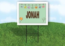 JONAH WELCOME BABY GREEN  18 in x 24 in Yard Sign Road Sign with Stand