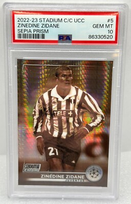 2022-23 Stadium Club Chrome UCC Zinedine Zidane #5 Sepia SP PSA 10 