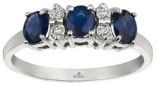 1.36CT DIAMOND  AAA SAPPHIRE 14KT WHITE GOLD 3D OVAL  ROUND ANNIVERSARY RING