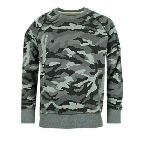 Puma Varsity Camo Cotton Polyester Grey Mens Pullover Sweater 567493 01 - Picture 1 of 1