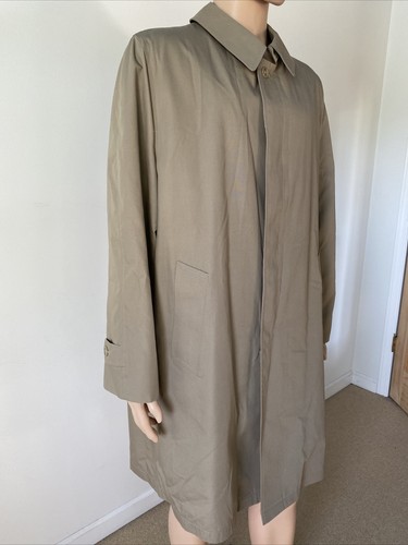 Vintage Misty Harbor Beige Cotton Trench Coat Removable Faux Fur Lining Men’s 42 - Picture 2 of 12