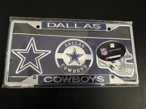 Genuine NFL Dallas Cowboys Metal License Plate Fame w/ Metallic Decals-WinCraft - Bild 1 von 2