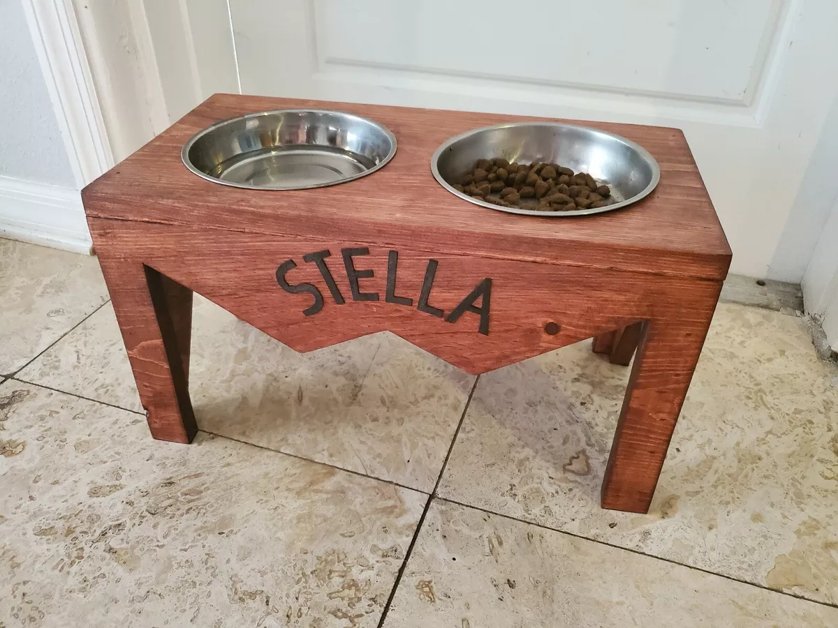 Personalized Wood Pet Bowl Stands