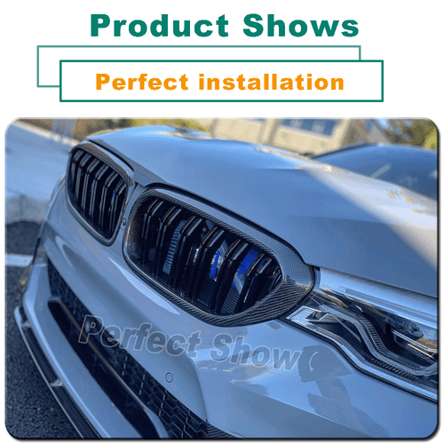 für BMW G30 G38 F90 M5 Carbon Kühlergrill Doppelsteg Grill Nieren Glanz Schwarz - Picture 11 of 14