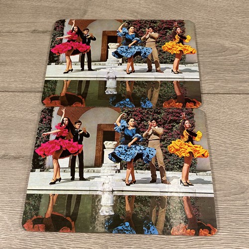 Set of 6 Vintage Retro Kitsch Old Spanish 1960's 1970's Place Mats Cork