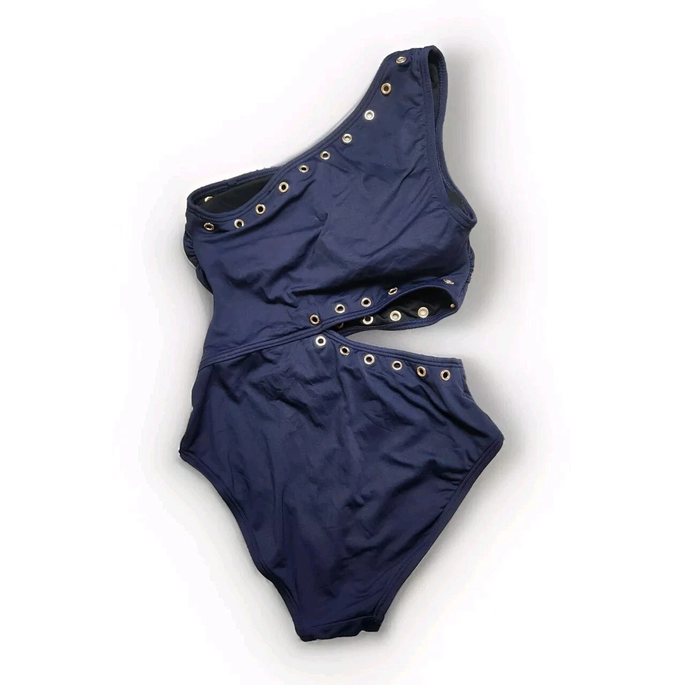 Traje de baño Michael Michael Kors para mujer azul marino con ojal recortado de una pieza-talla XS Foto 4 de 4