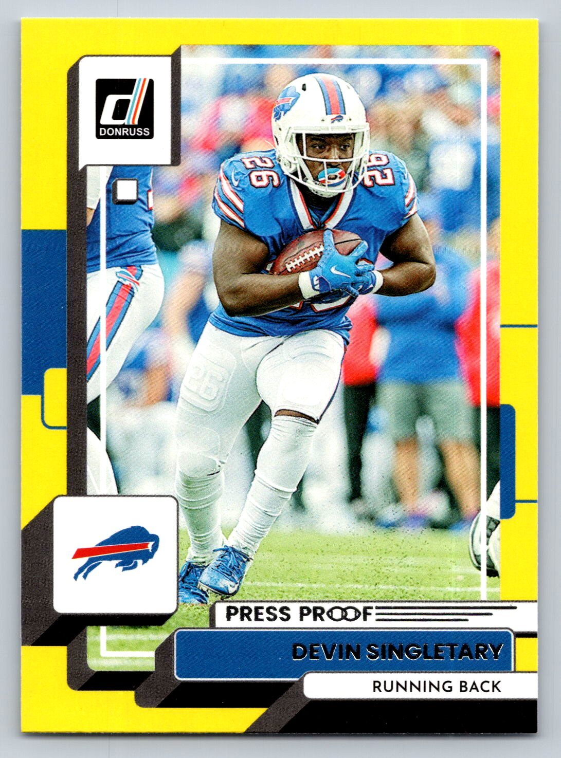 2022 Donruss #117 Devin Singletary Yellow Press Proof