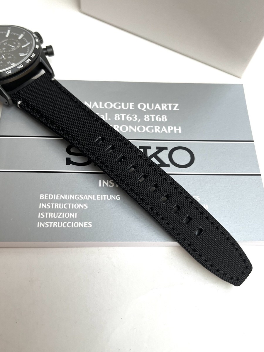 New! Seiko SSB417P1 Chronograph Black Dial Black Nylon/Leather