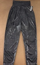 Body Wrappers Adult Size Large Black Sanded Metallic Dance Harem Pants 8541 NWT