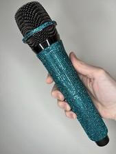 Teal Rhinestone Wireless Karaoke Microphone  Receiver System - Rechargeable