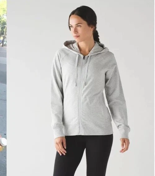 LULULEMON Split Hoodie Jacket ZIP Up Heathered Light Gray Size 2 | eBay